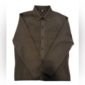 Uniqlo Brown Milano Ribbed Shirt Collar Cardigan